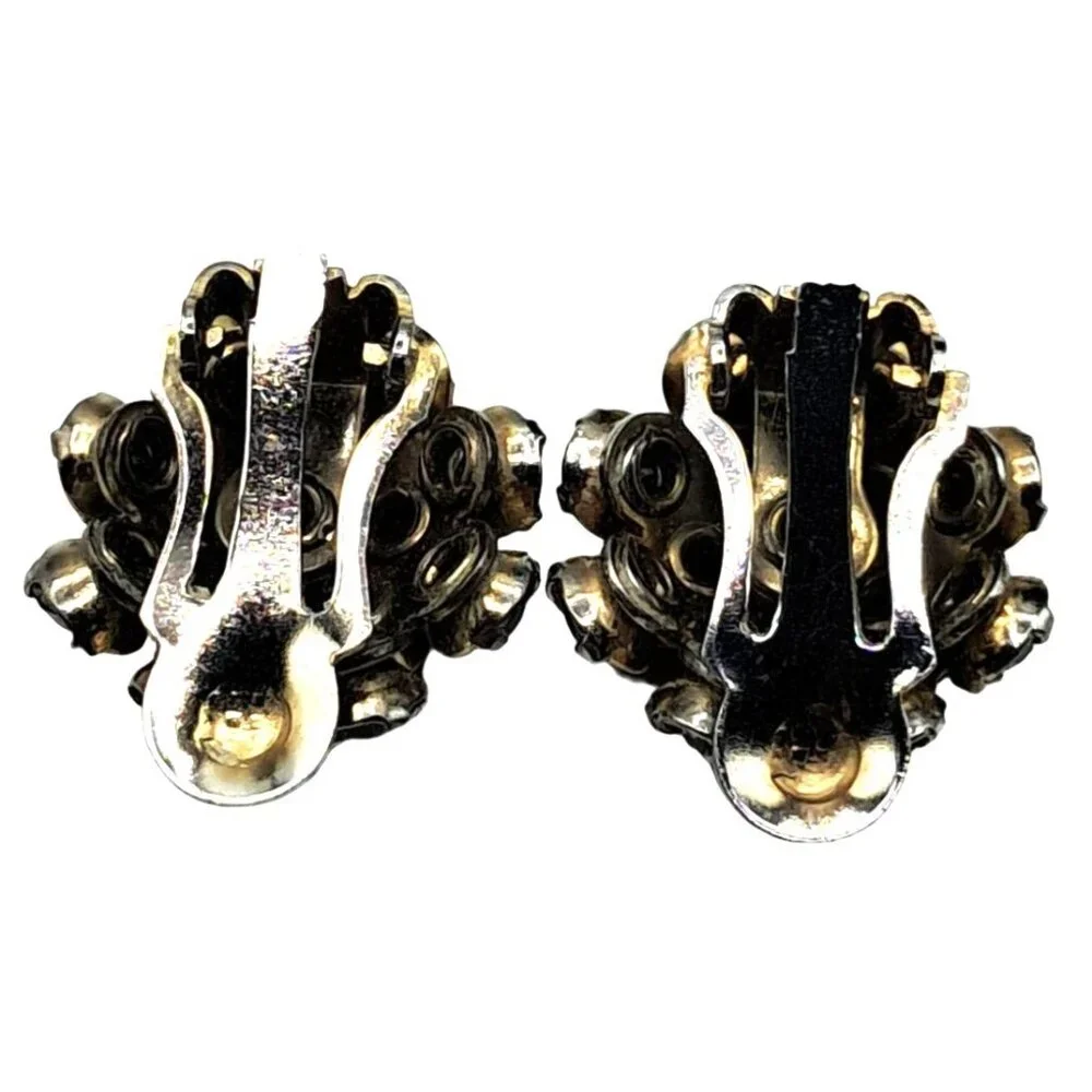 Vintage Purple Rhinestone Earr Gold-Tone Clip-On Earrings With Purple Rhinestone